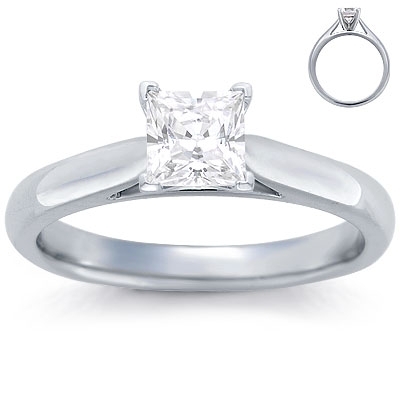 photo of Engagement Ring: Solitaire, Tapered Cathedral, White Gold