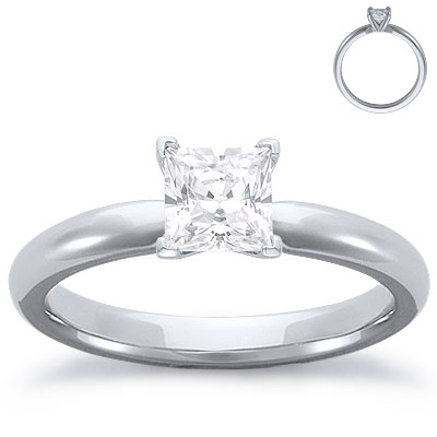 photo of Engagement Ring: Solitaire, Comfort Fit, White Gold