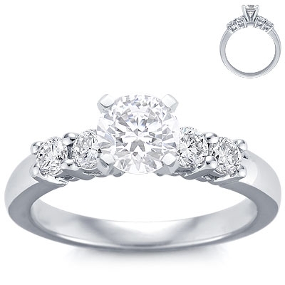 photo of Engagement Ring: 4 Round Diamonds, White Gold