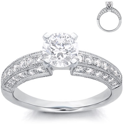 photo of Engagement Ring: Pave Diamonds, 3-Sided, White Gold
