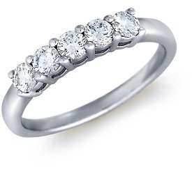 photo of Wedding Ring: 5 Round Diamonds, White Gold