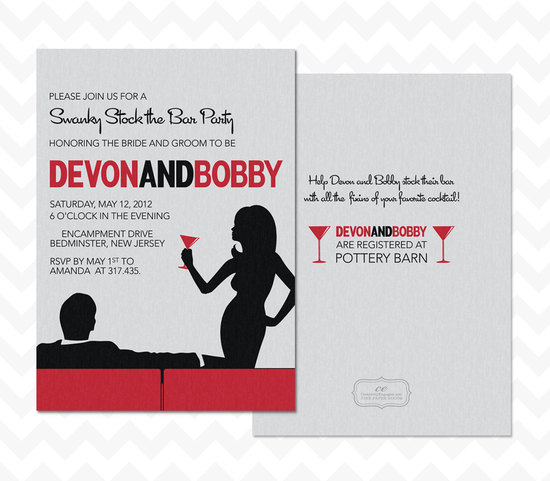 photo of Mad Men-inspired couples shower invitations