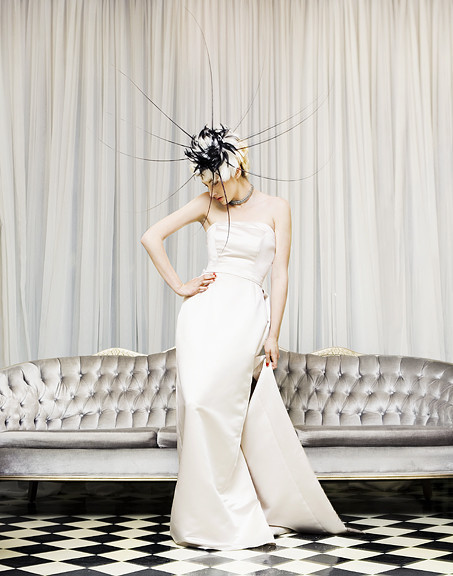 photo of vintage inspired wedding dress simple strapless mermaid