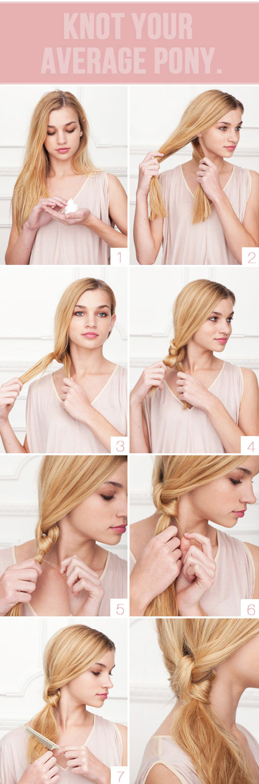 photo of bridal beauty wedding hair tutorials romantic knotted pony