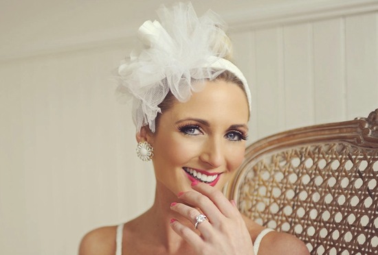 photo of Poppy-adorned bridal headband