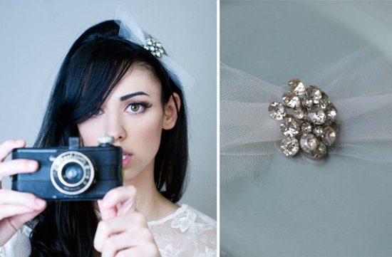 photo of Vintage tulle bridal bow headband