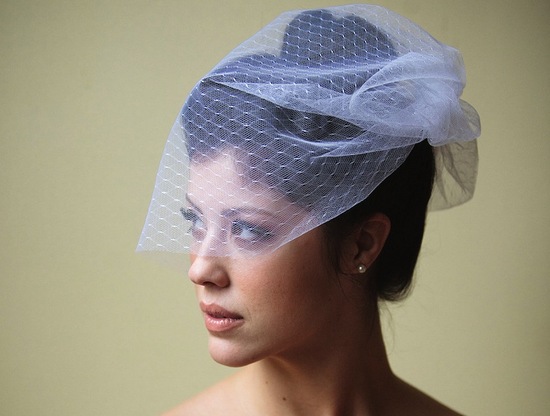 photo of Delicate birdcage bridal veiling