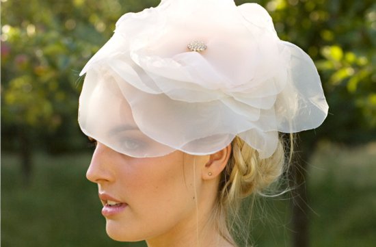 photo of Petal pink wedding hair flower