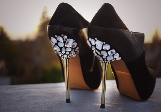 photo of DIY wedding project Miu Miu bridal pumps crystal encrusted heels 5