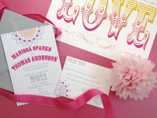 love themed wedding invitations vintage carnival wedding reception stationery