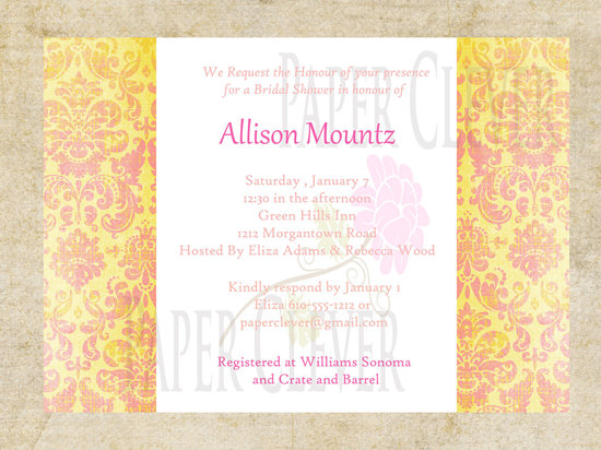photo of Pink and yellow bridal shower invite