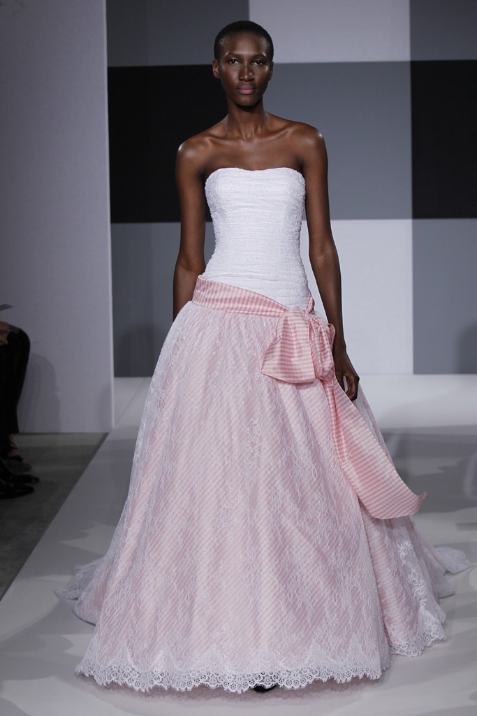 2013-wedding-dress-trend-issac-mizrahi-bridal-gown-two-tone-blush-pink-white-with-striped-sash.full