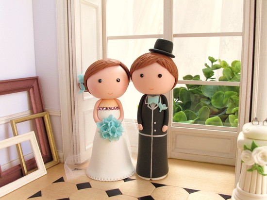 cute bride groom wedding cake topper