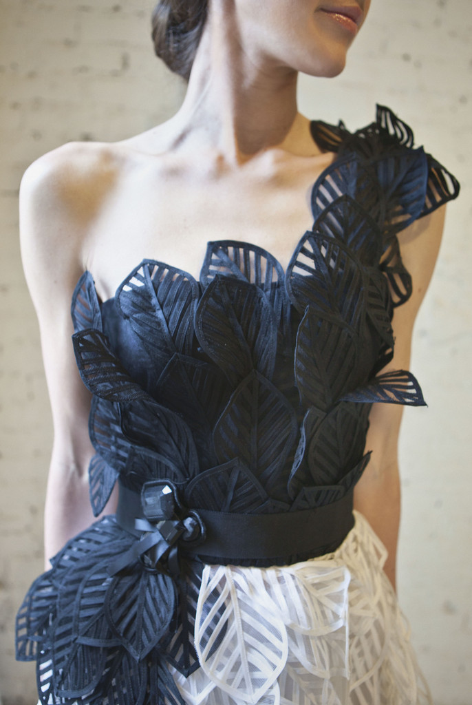 Would-you-rent-your-wedding-dress-black-taupe-bridal-gown-by-oscar-de-la-renta.full