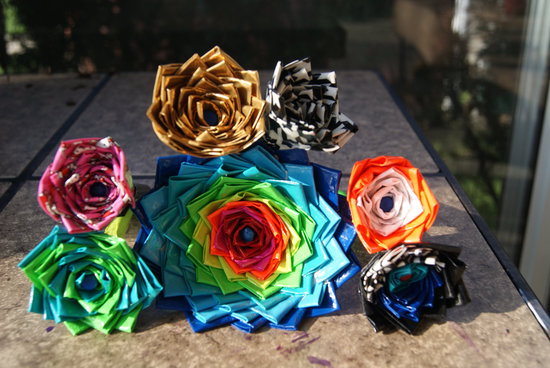 photo of Colorful duct tape wedding flowers