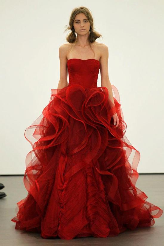 Spring 2012 wedding dresses Vera Wang bridal gown non white dresses red 11