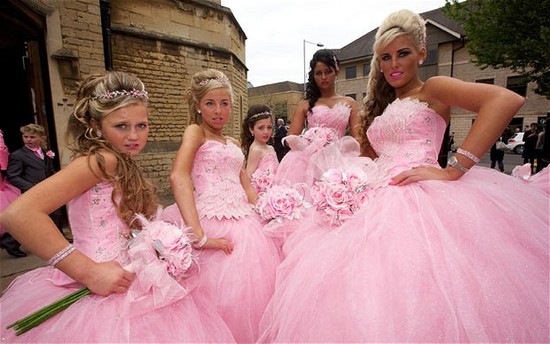 photo of crazy gypsy weddings pink ballgowns