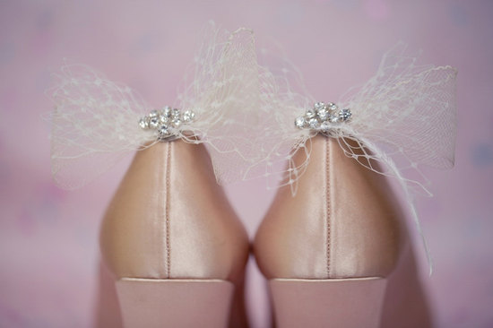 photo of Dainty tulle bridal shoe clips
