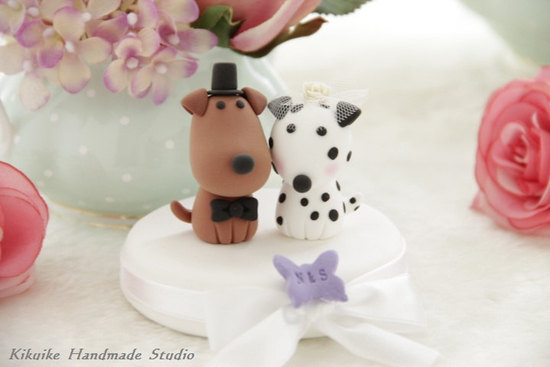 photo of Puppy love wedding cake topper