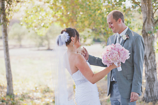 photo of romantic winery wedding outdoor wedding venues bride groom first look