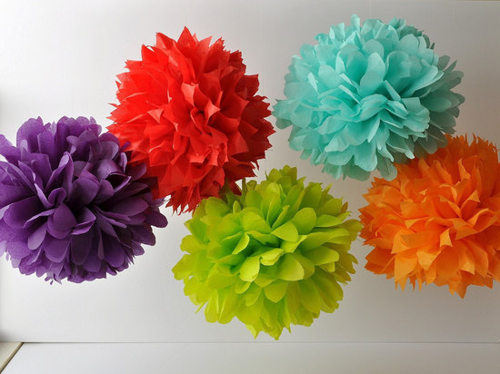 photo of Neon paper pom poms