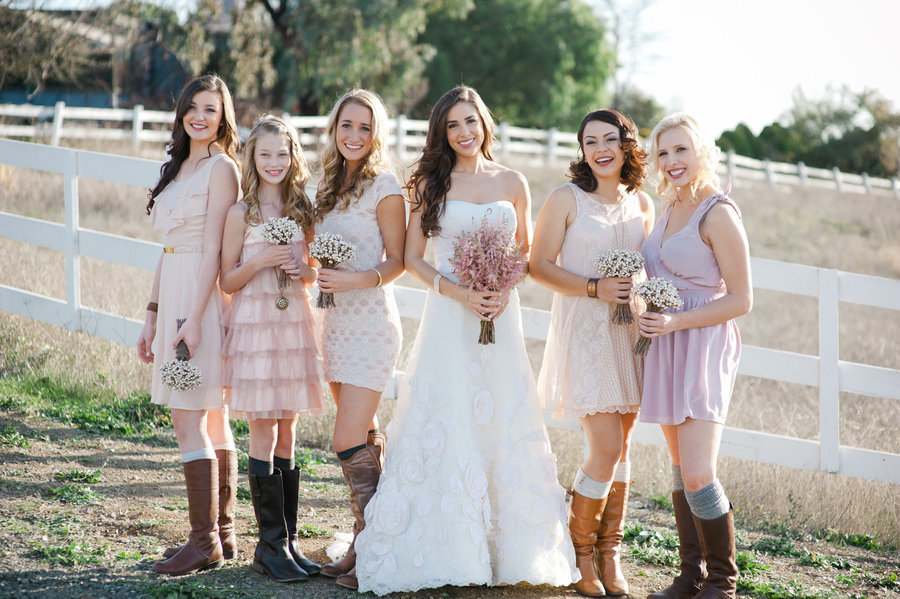Romantic-outdoor-wedding-country-western-footwear-pastel-printed-bridesmaid-dresses.original