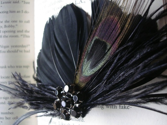 photo of Black peacock bridal fascinator