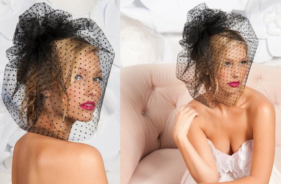 photo of Black tulle polka dot birdcage veil
