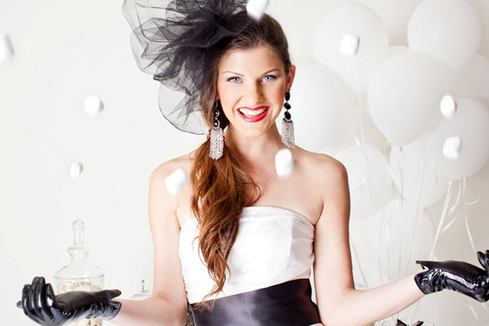 photo of Black pouf bubble veil