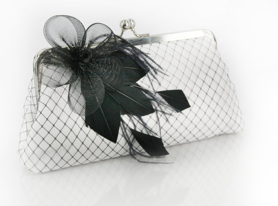 photo of Black and white bridal clutch
