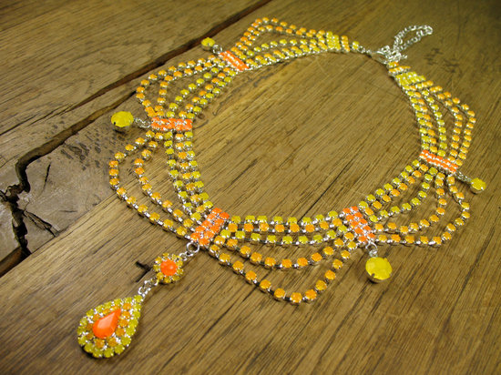photo of Neon ombre statement bridal necklace
