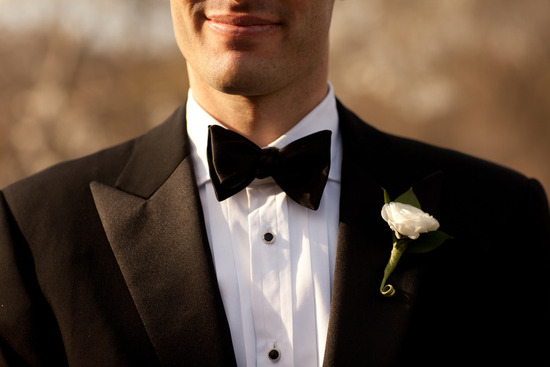 photo of black tie groom bow tie