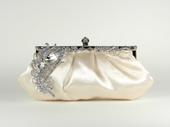 photo of Champagne satin bridal clutch