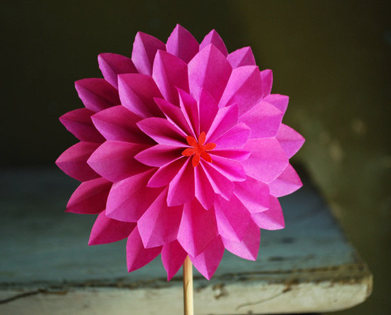 photo of Hot Pink Dahlia Paper Flowers from Etsy