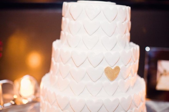 heart adorned wedding cake