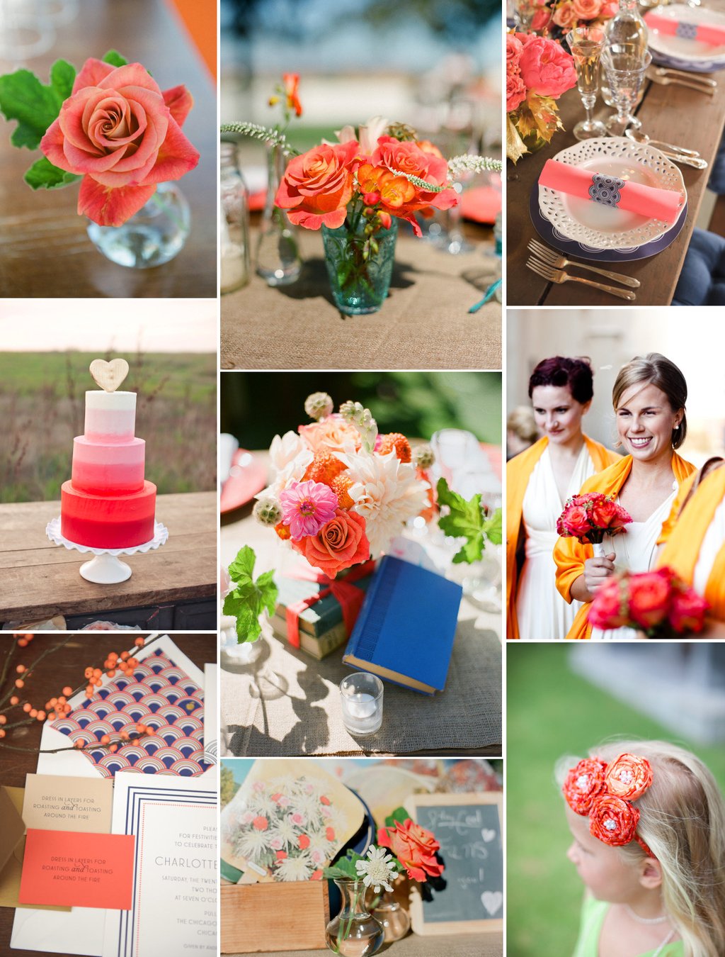 Vivid-coral-wedding-inspiration-ombre-wedding-cake-bright-reception-flowers.full