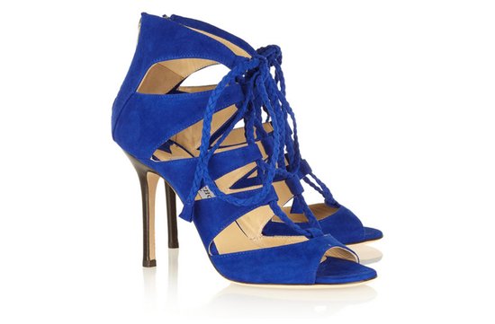 photo of Jimmy Choo blue suede wedding shoes