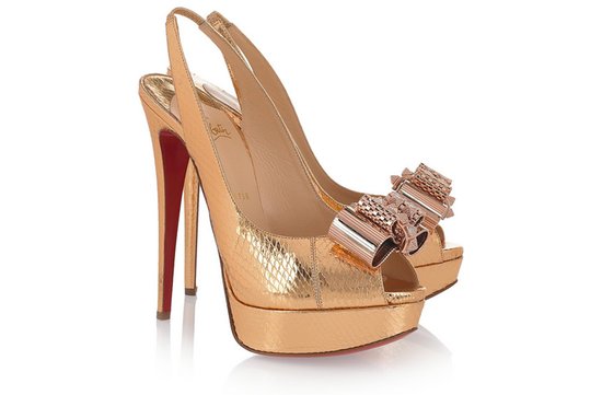 photo of Christian Louboutin gold platform wedding shoes