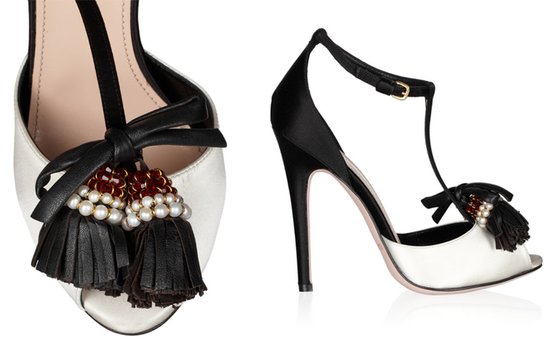 photo of Embellished satin peep-toes