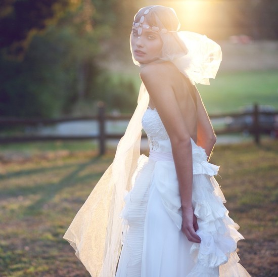 photo of Bohemian wedding dress by Claire LaFaye