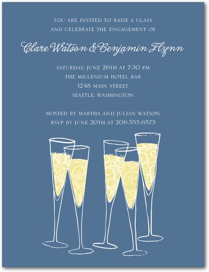 photo of Champagne Cheers Signature White Engagement Party Invitation