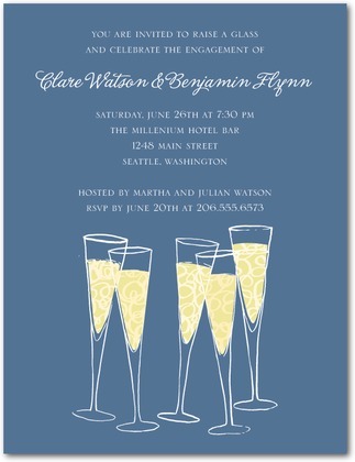photo of Champagne Cheers Signature White Engagement Party Invitation