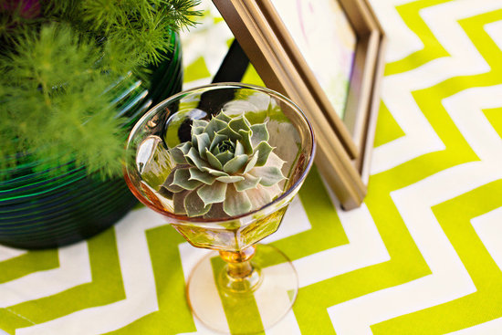 funky wedding reception table succulent centerpiece
