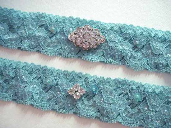 photo of Antique blue bridal garter