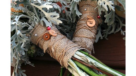 photo of rustic chic wedding ideas burlap decor details burlap wrapped bouquet