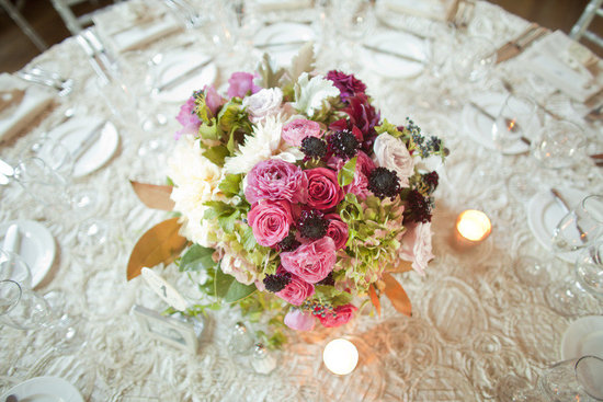 romantic wedding reception centerpiece tablescape
