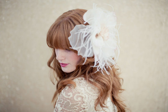 photo of Oversized bridal hair flower