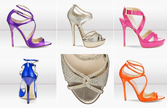 photo of bright wedding shoes for bride or bridesmaids sparkly bridal heels jimmy choo