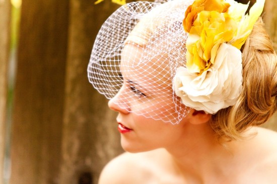 photo of Bridal veil with yellow feathers