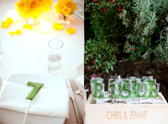 photo of wedding reception table numbers that double as guest favors